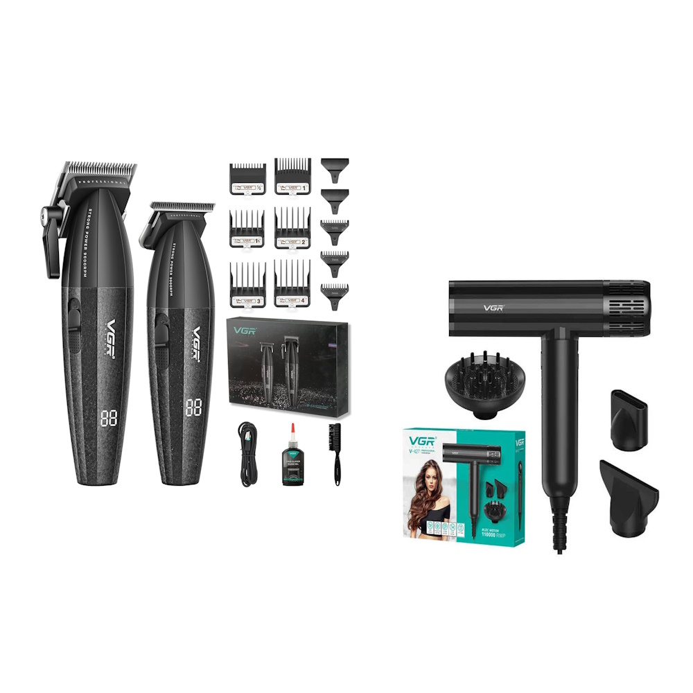 Set VGR mašinica, trimer i sušilo za kosu